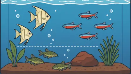 Como distribuir os peixes em diferentes níveis no aquário.