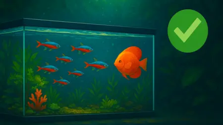 Um aquário retangular, com sinal de positivo do lado.